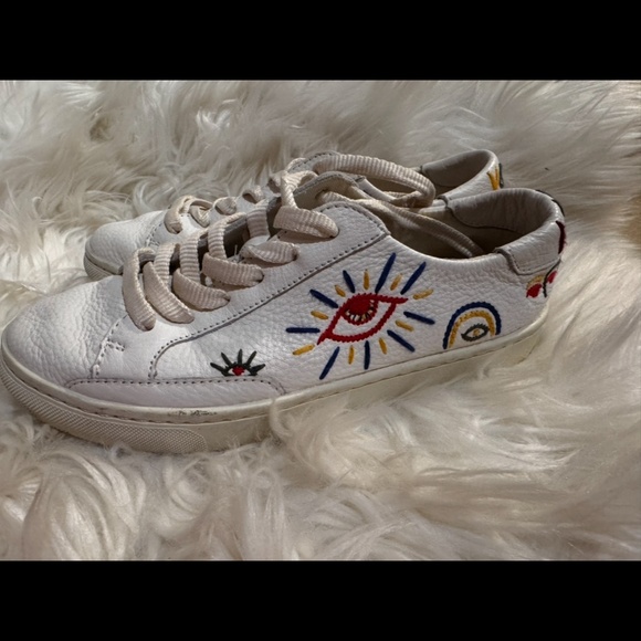 Soludos Ibiza Classic Embroidered Sneaker Ultra Soft Leather Third Eye Women's 6 - Picture 4 of 9